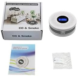 Smoke Detector Carbon Monoxide Detector Combo with Digital Display and Sound Light Alarm, 2-in-1 Smoke & CO Alarm with Battery Operated for Home, Travel or RV