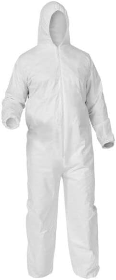 CLEANPRO Microporous Polypropylene Disposable Coveralls with Attached Hood, 25 Count