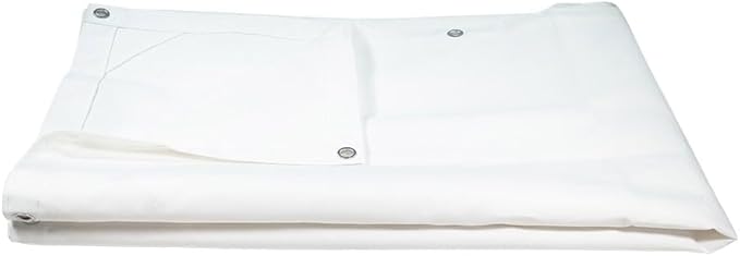 Mytee Products 8' x 10' White Canvas Tarp 12oz - Water Resistant & Breathable - Heavy Duty Tarps - Multipurpose Tarpaulin Cover for Camping Tent