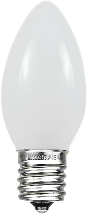 Novelty Lights 25 Pack C9 Ceramic Outdoor Christmas Replacement Bulbs, White, E17/C9 Intermediate Base, 7 Watt