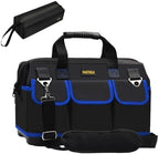FASTECH 20 Inch Tool Bag, Waterproof Wide Mouth Tool Kit, Heavy Duty Tool Bag Organizer With Shoulder Straps and Molded Base, Tool Storage Package For Screwdrivers, Pliers, Nut Drivers (Blue20IN)