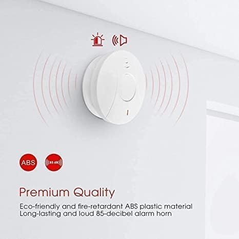 4 Pack Photoelectric Smoke and Carbon Monoxide Detector, Smoke Alarm Sealed-in 10 Year Lithium Battery-Operated (White)