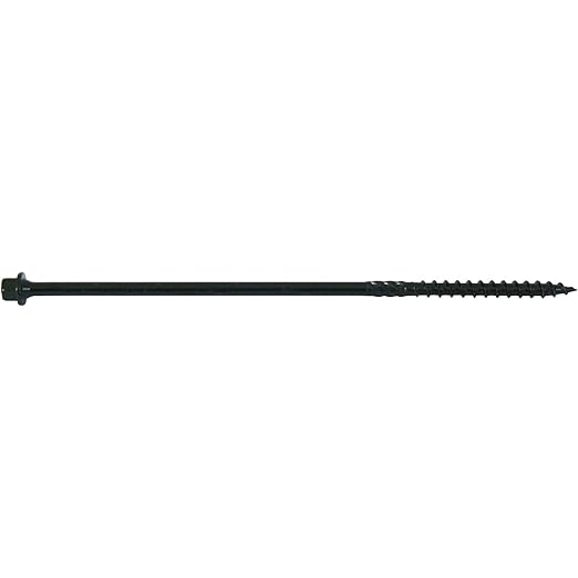 #14 X 8 Heavy Duty Black Timber/Log/Landscaping Wood Screws - Exterior Coated Heavy Duty Screws (50 Count - Heavy Duty Black Log Wood Screws)