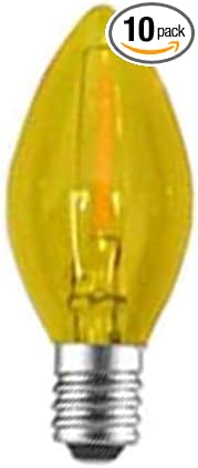 10 Pack Christmas Replacement Yellow Bulbs,Outdoor Individual LED Bulbs for Events, Holiday Parties, Patios C7/E12 Candelabra Base,Shatterproof Plastic