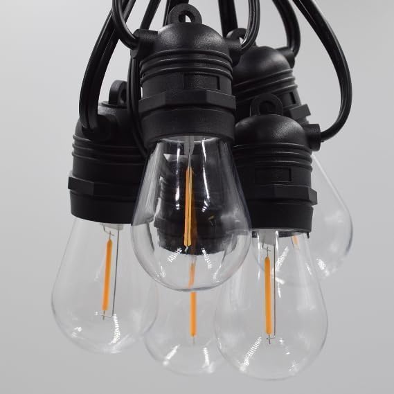 Hometown Evolution, Inc. E26 Commercial String Lights with 16 Gauge Wire (S14 LED Plastic, 24 Foot 12 Socket)
