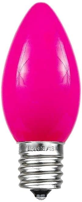 Novelty Lights Ceramic Christmas Replacement Bulbs - Outdoor Individual Bulbs for Events, Holiday Parties, Patios, and More - C7/E12 Candelabra Base, 5 Watt Lights (Pink, 25 Pack)