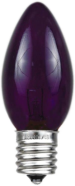Novelty Lights 500 Case C9 Outdoor Christmas Replacement Bulbs, Purple, E17/C9 Intermediate Base, 7 Watt