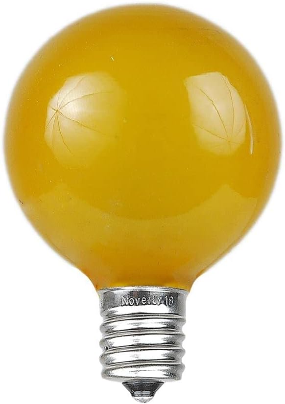 Novelty Lights 25 Pack G40 Yellow Outdoor Globe Bulbs, Light Bulbs Glass Incandescent Bulbs with 3000 Hour Lifespan, Globe String Lights Replacement Bulbs