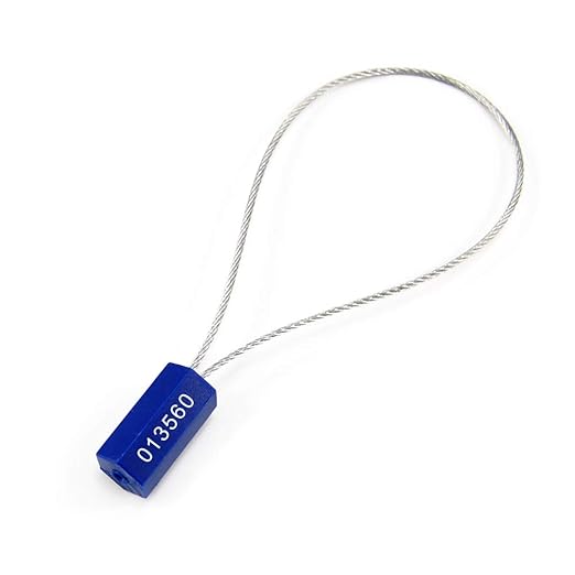 Steel Security Cable Seals Numbered Tamper Proof Security Tags Anti-Theft Pull-Tite Container Trailer Pad-Lock Ties Straps (Blue, Pack of 100pcs)