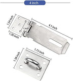 Door Hasp Padlock Latch, 4 Inch Stainless Steel Safety Clasp Hasp Lock Latch, Extra Thick Door Gate Lock Hasp with Screws, Brushed Finish 2 Pack
