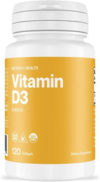 Better Way Health Vitamin D3-5,000 IU Softgel - High Potency Formula, Supports Bone Health & Immune System - 120 Softgels of Vitamin D3 - Non-GMO, Dairy Free