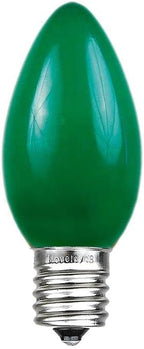 Novelty Lights Ceramic Christmas Replacement Bulbs - Outdoor Individual Bulbs for Events, Holiday Parties, Patios, and More - C7/E12 Candelabra Base, 5 Watt Lights (Green, 25 Pack)