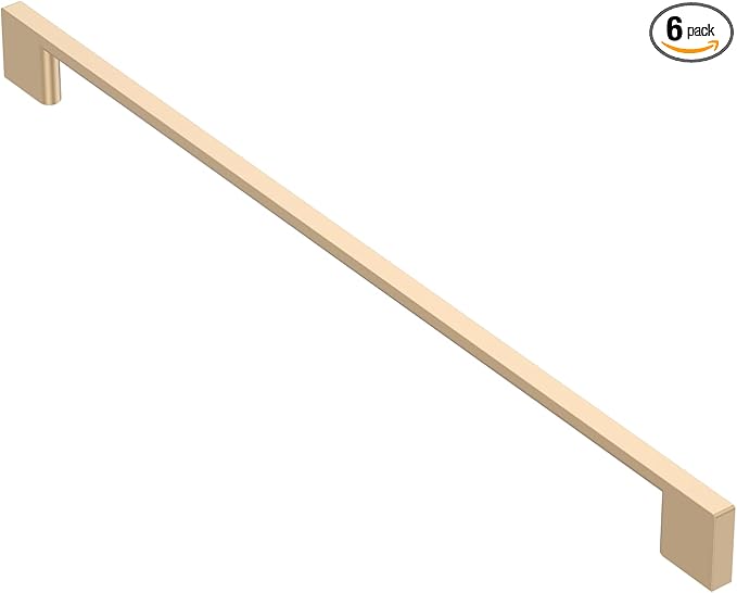 Alzassbg 6 Pack Champagne Copper Cabinet Handles, 12-1/2 Inch(320mm) Hole Centers Arch Modern Cabinet Pulls Kitchen Cabinets Hardware for Cabinets and Drawers AL3503SCG