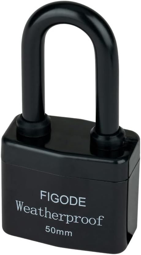 FIGODE® Outdoor Waterproof Padlocks, Covered Heavy Duty Laminated Steel Locks, Large Sturdy Locks, 2.2 in. Wide, 6 Locks Same Key, Long Padlocks