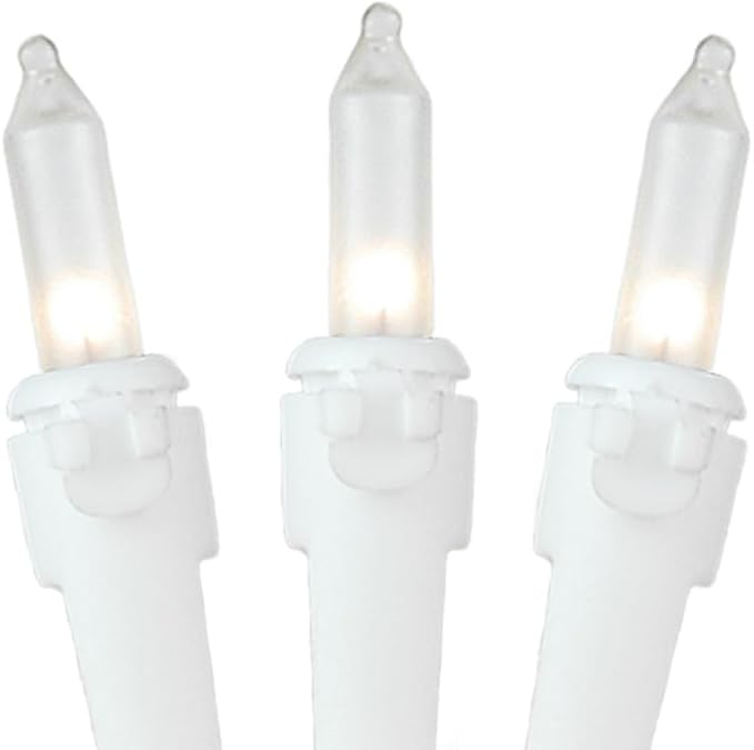 Novelty Lights 50 Feet 100 Bulb Incandescent Mini Light String, Frosted with 6-Inch Spacing on White Wire, UL Listed Commercial Grade Indoor/Outdoor Mini Lights, Connectable End-to-End