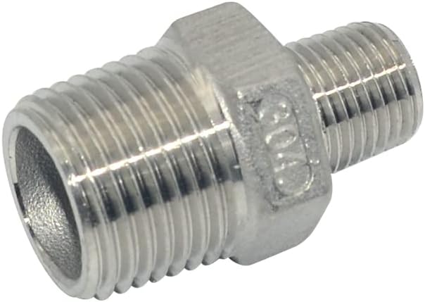 1/2" x 1/4" Male Threaded Reducing Nipple Fitting/Adapter,Stainless Steel SS304 NPT Pipe Hex Reducer
