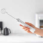 Rechargable Milk Frother, Handheld Drink Mixer with Whisk Attachment, 2025 upgraded, powerfull 3 speed motor, Type C charging with charge light, with extra egg mix head (White without Stand)