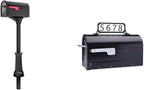 Architectural Mailboxes Roxbury Mailbox and Premium Steel Post Combo with Manhattan Address Plaque, Medium, Black