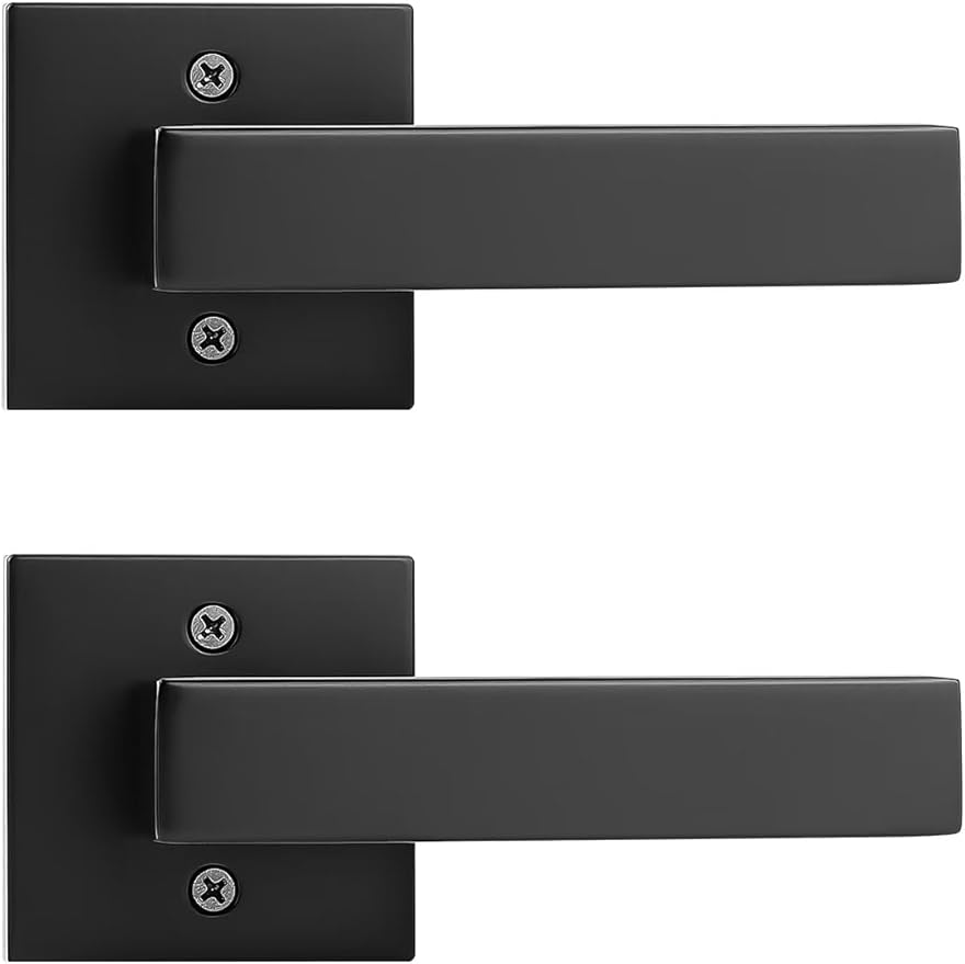 2 Pack Dummy Door Handles for Left Hand and Right Hand, Square Black Door Konbs for Closets, Non-Turning Single Side Pull