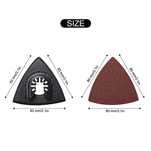 136Pcs Oscillating Tool Sanding Pad Kit, Contains 6Pcs Triangle Sanding Pads and 130Pcs Multitool Sandpaper, 60 80 100 120 240 Grits Oscillating Multi Tool Sandpaper Great for Wood&Plaster Polishing
