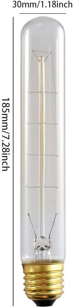 E26 40W Vintage Light Bulb T9/T185 Antique Filament Lamp T10/T30 Long Tubular Bulb Retro Amber Incandescent Light for Chandelier Pendant Industrial Hanging Light 2200K Warm White AC 110V Pack of 4