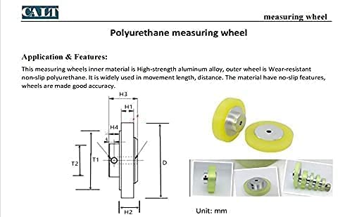 2PCS Industrial Encoder Meter Measuring Roller Rubber Wheel Wear-Resistant Non-Slip Polyurethane Synchronizer Wheel for Rotary Encoder (Perimeter 300mm(Hole Diameter 8mm))