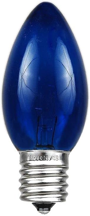Novelty Lights 500 Case C9 Outdoor Christmas Replacement Bulbs, Blue, E17/C9 Intermediate Base, 7 Watt