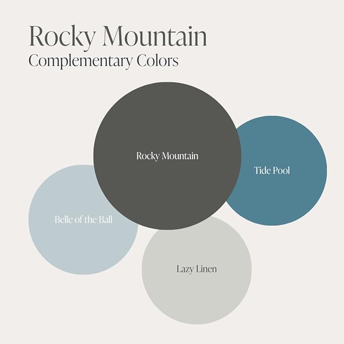 Country Chic All-in-One Chalk Paint for Furniture, Cabinets, Home Decor, Eco-Friendly, Matte Finish, Built-In Primer & Top Coat for Wood, Metal - Rocky Mountain (Charcoal Grey) - 8 oz (237 ml)