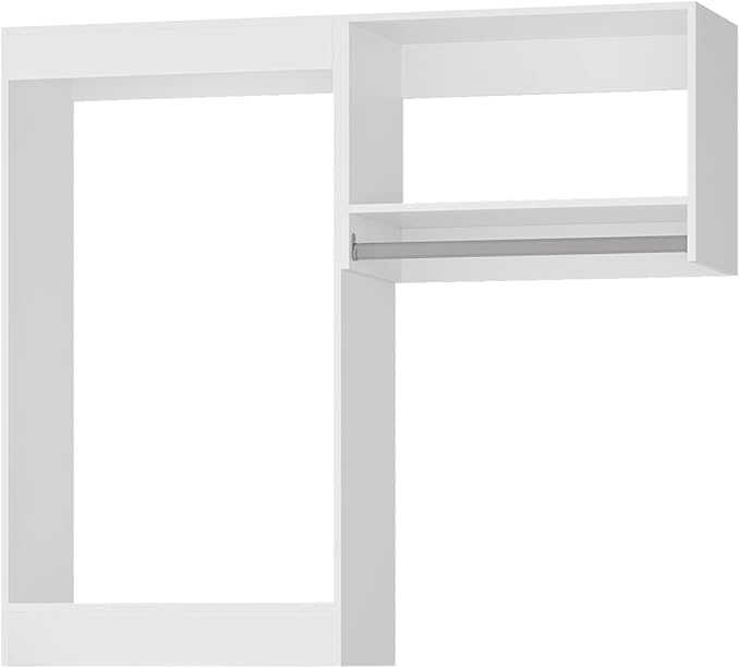 Modular Closet System, 46" Wide Closet Organizer System with Hanging, Wood Tower Closet Storage for Walk In Closets, Wall Mounted Wardrobe Organizer Kit System, Bedroom, White