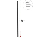 25 Pack Rectangle Staircase Balusters, 36" Black Metal Deck Spindle and Stairs Railing, Hollow Rectangle Deck Balusters for Porch Railing