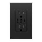 ELEGRP USB Outlets Receptacles, 3-Port Wall Outlet, 30W 6.0A Electrical Outlet, 15 Amp Tamper-Resistant Outlet with Type C Ports, UL Listed, Wall Plate Included, 1 Pack, Matte Black