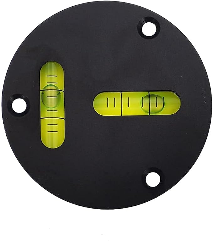 UMEI Universal Glass Level - Metal Round Horizontal Bubble T-Type Two-Way Level - Black - 60mm Diameter - 5' / 2mm Accuracy