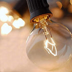 50 Pack G40 Light Bulbs Replacement, 120V 5W Clear Globe G40 Outdoor String Lights Bulbs Replacement, C7 or E12 Candelabra Base Wax Warmer Light Bulbs, 2200K Warm White Vintage Incandescent Bulbs