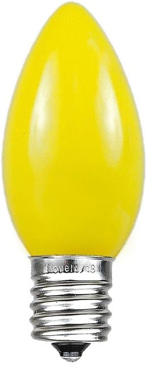 Novelty Lights 500 Case C9 Ceramic Outdoor Christmas Replacement Bulbs, Yellow, E17/C9 Intermediate Base, 7 Watt