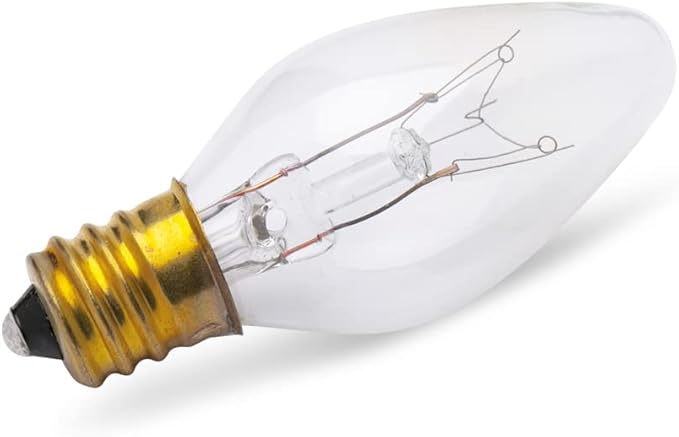 lumenivo 7 Watt Night Light Bulbs for Electric Window Candle Lamps, Salt Lamps, Christmas Villages, Chandeliers Replacement for Creative Hobbies 3228x25 7C7/CL E12 Base - Clear - 25 Pack