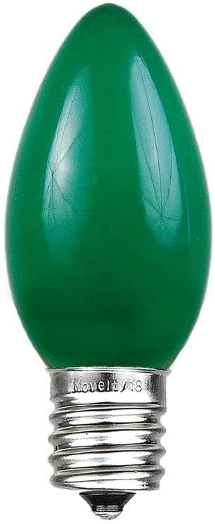 Novelty Lights 500 Case C9 Ceramic Outdoor Christmas Replacement Bulbs, Green, E17/C9 Intermediate Base, 7 Watt