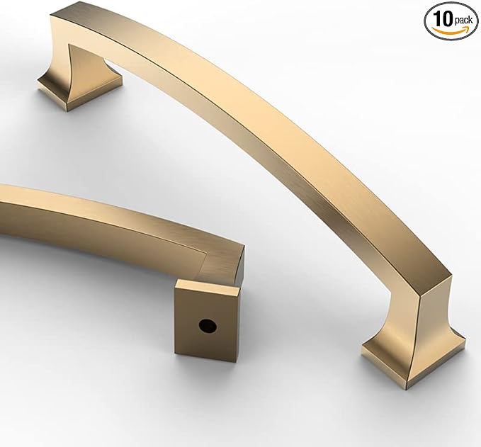 Asidrama 10 Pack 5 Inch(128mm) Hole Centers Champagne Bronze Kitchen Cabinet Handles,Gold Cabinet Pulls Kitchen Cabinet Hardware for Cupboard Drawer Pulls