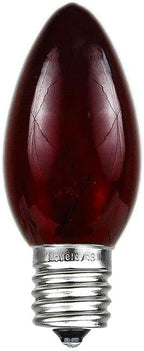 Novelty Lights Incandescent Replacement Bulbs - Outdoor Individual Bulbs for Events, Holiday Parties, Patios, and More - C7/E12 Candelabra Base, 5 Watt Lights (Red, 25 Pack)