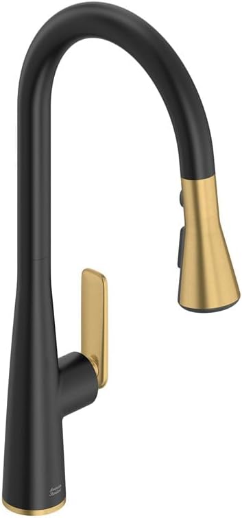 American Standard 1048814240 Aspirations Single-Hole Kitchen Sink Faucet with Pull-Down Sprayer, 1.8 GPM, Matte Black/Brushed Gold