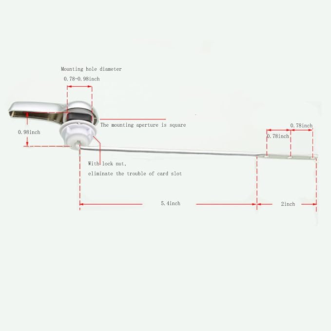 Universal Toilet Tank Flush Lever, Replacement Front Mount Toilet Handle Tank Flush Lever Compatible with Most Toilets, 1-Pack