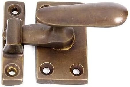VAN DYKE'S RESTORERS Solid Brass Casement Latch with Lever Handle for Doors and Windows – Antique Brass, Polished Brass, Polished Nickel, or Bronze Finish, Includes Mounting Hardware