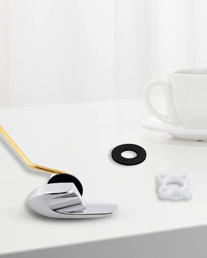 2 Pack Universal Brass Toilet Handle Replacement Kit, Side/Angle Mount Toilet Flush Handle Compatible with Kohler K-GP30324-CP/TOTO/American Standard, Stainless Steel Flapper Chain, Chrome