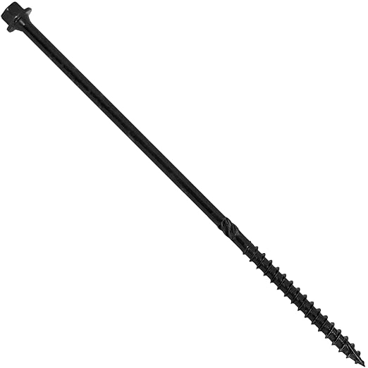 #14 X 7 Heavy Duty Black Timber/Log/Landscaping Wood Screws - Exterior Coated Heavy Duty Screws - ~50 Screw Count - Heavy Duty Black Log Wood Screws