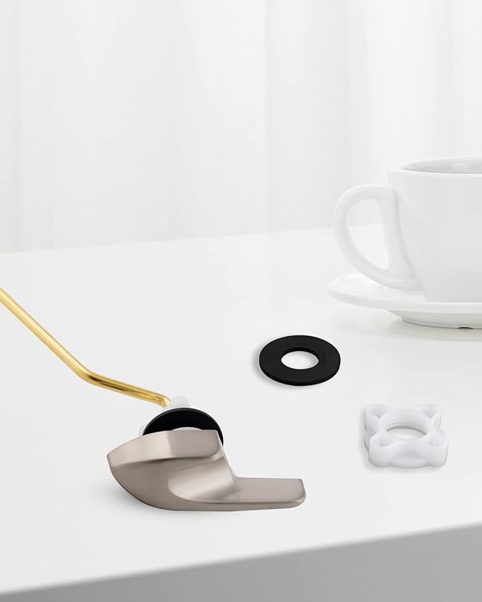 iFealClear Universal Brass Toilet Handle Replacement Kit, Side/Angle Mount Toilet Flush Handle Compatible with Kohler K-GP30324-CP/TOTO/American Standard, Stainless Steel Flapper Chain, Brushed Nickel