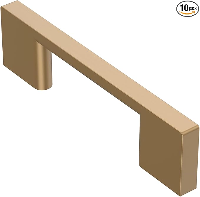 Alzassbg 10 Pack Champagne Bronze Cabinet Pulls, 3 Inch(76mm) Hole Centers Rectangle Cabinet Handles Kitchen Pulls for Cabinets AL3051TGP