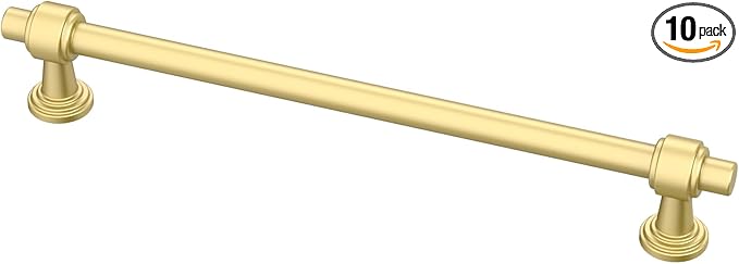 Alzassbg 10 Pack Matt Gold Cabinet Pulls, 7-1/2 Inch(192mm) Hole Centers Cabinet Handles Kitchen Hardware Straight Bar for Cabinets and Drawer AL3505MGP