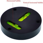 UMEI Universal Glass Level - Metal Round Horizontal Bubble T-Type Two-Way Level - Black - 60mm Diameter - 5' / 2mm Accuracy