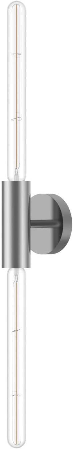 FLSNT Polished Nickel 2-Light Wall Sconce with Clear T30 Edison LED Bulbs, Dimmable E26 Standing Lamp, 2700K Soft White, 90CRI, 350LM, Industrial Wall Light for Living Room, Bedroom, Office