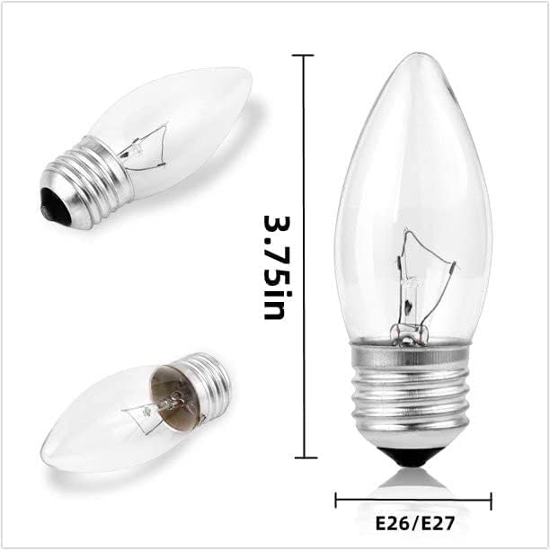 SCOMX 40W Incandescent Torpedo Tip Chandelier, Chandelier Bulbs 40 watt,Clear Dimmable Light Bulbs,Light Bulbs 40 watt, Medium E26 Candelabra Base,Torpedo Transparent Light Bulbs for Chandeliers