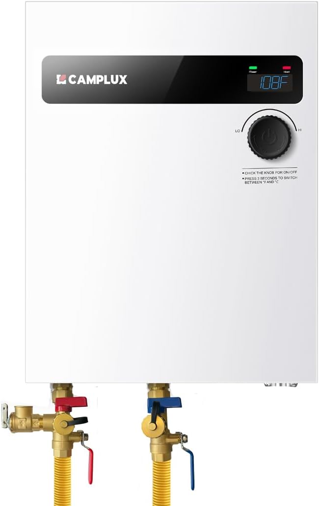 CAMPLUX 3/4 Inch IPS Isolator Tankless Water Heater Service Valve Kit, with Pressure Relief Valve, Clean Brass Construction